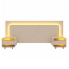 Cabeceira Innova Para Cama Box com 2 Mesas de Cabeceira e com Led Off White - Gelius Cabeceira Innova Para Cama Box com 2 Mesas de Cabeceira e com Led Off White - Gelius