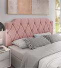 Cabeceira Kelly Suede Rose Estofada para Cama Box Queen 160x54cm