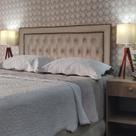 Cabeceira King 195 Cama Box Sophia Capitonê Diamond 2 Bege Suede Com Pés RBL