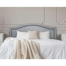 Cabeceira King Curva Luxo 193x60 material sintético Cinza - Tachas Fumê