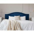 Cabeceira King Curva Luxo 193x60 Suede Azul - Tachas Fumê