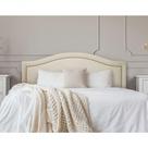 Cabeceira King Curva Luxo 193x60 Suede Off White - Tachas Prata