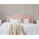 Cabeceira King Curva Luxo 193x60 Veludo Rosê - Tachas Prata