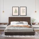Cabeceira King Ripada Palito Suspensa Moderna para Quarto - 195 CM - Marrom Suede