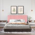 Cabeceira King Ripada Palito Suspensa Moderna para Quarto - 195 CM - Rosa Suede