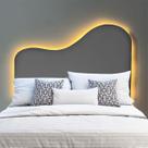 Cabeceira Led Orgânica 190cm Casal King Painél Para Cama Box Bouclé Serena