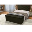 Cabeceira Mais Calçadeira Baú Casal 140cm Para Cama Box Sofia Preto