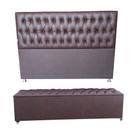 Cabeceira Mais Calçadeira Baú King 195cm Para Cama Box Sofia material sintético Marrom - DS Móveis