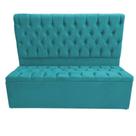 Cabeceira Mais Calçadeira Baú King 195cm Para Cama Box Sofia Suede Azul Turquesa - DS Estofados