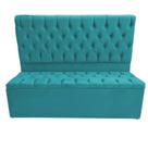 Cabeceira Mais Calçadeira Baú King 195cm Para Cama Box Sofia Suede Azul Turquesa - DS Móveis