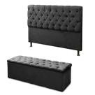 Cabeceira Mais Calçadeira Baú King 195cm Para Cama Box Sofia Suede Preto - DS Móveis