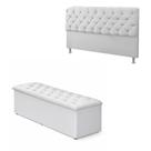 Cabeceira Mais Calçadeira Baú Queen Branco 160cm