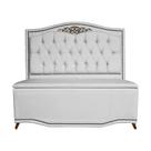 Cabeceira mais Calçadeira Solteiro 90cm Para Cama Box Greta Suede Branco - DS Estofados Cabeceira mais Calçadeira Solteiro 90cm Para Cama Box Greta Suede Branco - DS Estofados