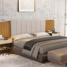 Cabeceira Maisa Para Cama Casal Box e Queen Fixada com 2 Gavetas