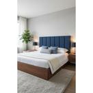 Cabeceira Modulada Camurça Azul 7 Pçs Casal