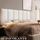 Cabeceira Modular Casal em Linho 5 Módulos 30x60cm com Placas Autocolantes Dupla Face Adesiva