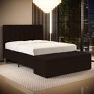 Cabeceira Nashira e Calçadeira Baú Navi 140 para Cama de Casal Z-010 Sued Marrom Aradecor