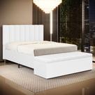 Cabeceira Nashira e Calçadeira Baú Navi 160 para Cama Queen A-013 Couro Branco Aradecor