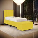 Cabeceira Nashira e Calçadeira Baú Navi 90 para Cama de Solteiro Z-004 Sued Amarelo Aradecor