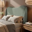 Cabeceira Orgânica Para Cama Box Casal Padrão Luma 140cm Bouclê Verde Menta - Desk Design
