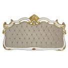 Cabeceira Painel Casal Imperial Clássica Entalhada Laca Branca Apliques Folheados a Ouro