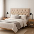 Cabeceira Painel Dubai Deluxe Estofada Queen Size Bege - 1,60 metros