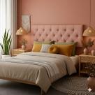 Cabeceira Painel Estofada Dubai Deluxe Casal Rose 1,60m - PC MÓVEIS Cabeceira Painel Estofada Dubai Deluxe Casal Rose 1,60m - PC MÓVEIS