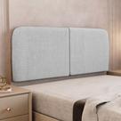 Cabeceira Painel Orgânico Cama Box King Size Aira 195cm Dobrável Linho Cinza Claro - Desk Design