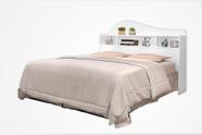 Cabeceira para Box de 1.40m casa IRLA Modelo Retrô com Nichos Porta Objetos Cor Branca brilho