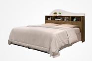 Cabeceira para Box de 1.60m casal IRLA Modelo Retrô com Nichos Porta Objetos Cor Jequitibá amadeirado com Off white