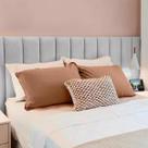 Cabeceira para Cama Box Casal Estofada Madri 1.40m Suede Cinza Claro