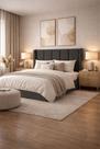 Cabeceira Para Cama Box Casal Tecido Boucle Sofisticado Luxo Cor,:Boucle Cinza
