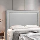 Cabeceira para Cama Box com Frame King 193cm Cravejada Dama Linho Bouclê Cinza