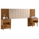 Cabeceira Para Cama Box de Casal e Queen Extensível com Mesa de Cabeceira e Capitonê Camaru - Zara - Robel Móveis