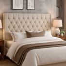 Cabeceira para Cama Box Queen 170cm Soft Linho Bege - Sallar Home