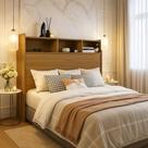 Cabeceira para Cama de Solteiro Melissa Madeira MDF e com Prateleiras