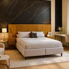 Cabeceira para Camas de Casal Queen e King Regulavel Florida com Painel Ripado e Criado Cabeceira para Camas de Casal Queen e King Regulavel Florida com Painel Ripado e Criado