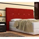 Cabeceira Pietra Casal Super King 195 Cm Com Baú Interno Suede Amassado Vermelho - DS Móveis Cabeceira Pietra Casal Super King 195 Cm Com Baú Interno Suede Amassado Vermelho - DS Móveis