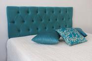 Cabeceira Premium Capitone King 1.95x60cm Azul Turquesa