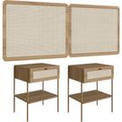 Cabeceira Queen 160cm e 2 Mesas Laterais 1 Gaveta Industrial Indy A03 Hanover - Lyam Decor