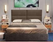 Cabeceira Queen com 4 detalhes Estofada Suspensa Moderna - 160 CM - Marrom Suede