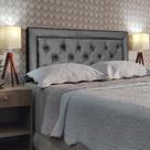 Cabeceira Queen Estofada Capitonê Diamond 2 Suede Cinza 160 x 120 RBL