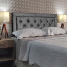 Cabeceira Queen Estofada Capitone Luxor Suede Cinza 160 x 120 RBL