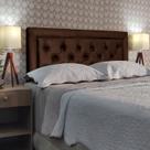Cabeceira Queen Estofada Capitone Luxor Suede Marrom 160 x 120 RBL