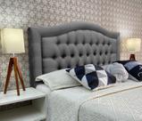 Cabeceira Queen Estofada Capitone Provençal Linho Cinza 160 x 60 Plus RBL