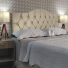 Cabeceira Queen Estofada Provençal Capitone Suede Bege 160 x 60 Cm RBL