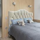 Cabeceira Queen Estofada Provençal Capitone Suede Creme 160 x 120 Cm RBL