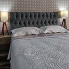 Cabeceira Queen Estofada Vintage Suede Cinza 160 x 60 RBL