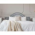 Cabeceira Queen Luxo 160x60 material sintético Cinza Tachas Fumê
