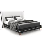 Cabeceira Queen Nilo 160cm Com Cama Pés Madeira Suném P05 material sintético Preto Bouclê Cru - Lyam Decor